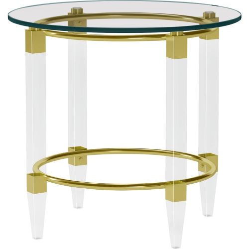 4038 Round Side Table in Tempered Glass, Acrylic & Gold